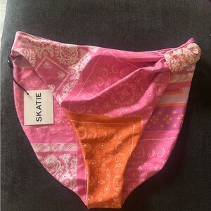 Skatie Pink and Orange Paisley Bikini Bottom